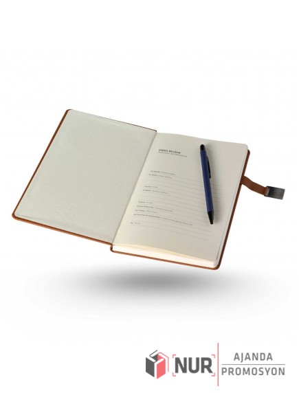 İZNİK - Metal Tokalı Tarihsiz Termo Deri Kapaklı 13x21 cm Promosyon Defter